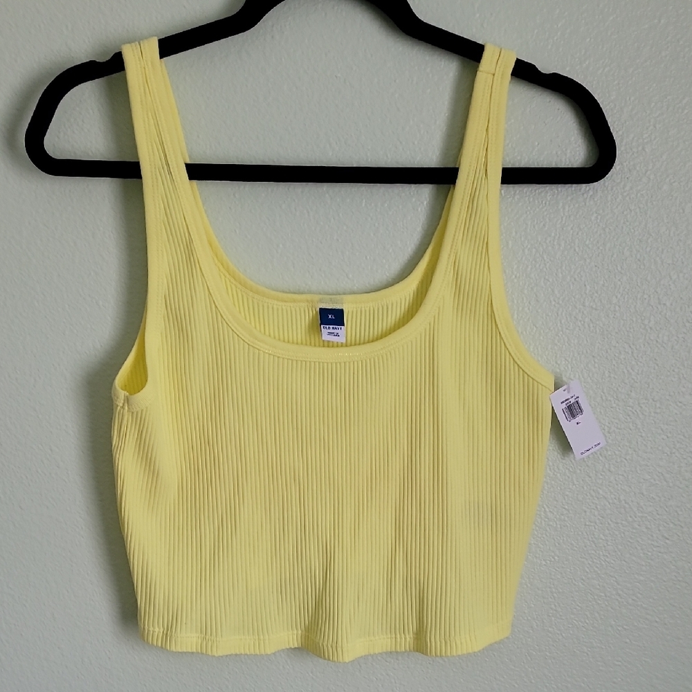 Old Navy Cropped Yellow Ribbed Tank Top